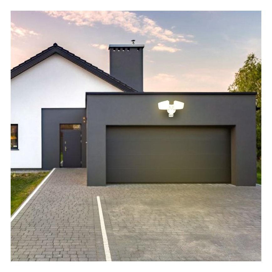 LED Venkovní reflektor se senzorem LED/24W/230V 3000/4000/6000K IP54 bílá