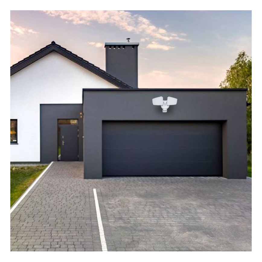 LED Venkovní reflektor se senzorem LED/24W/230V 3000/4000/6000K IP54 bílá