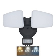 LED Venkovní reflektor se senzorem LED/24W/230V 3000/4000/6000K IP54 černá