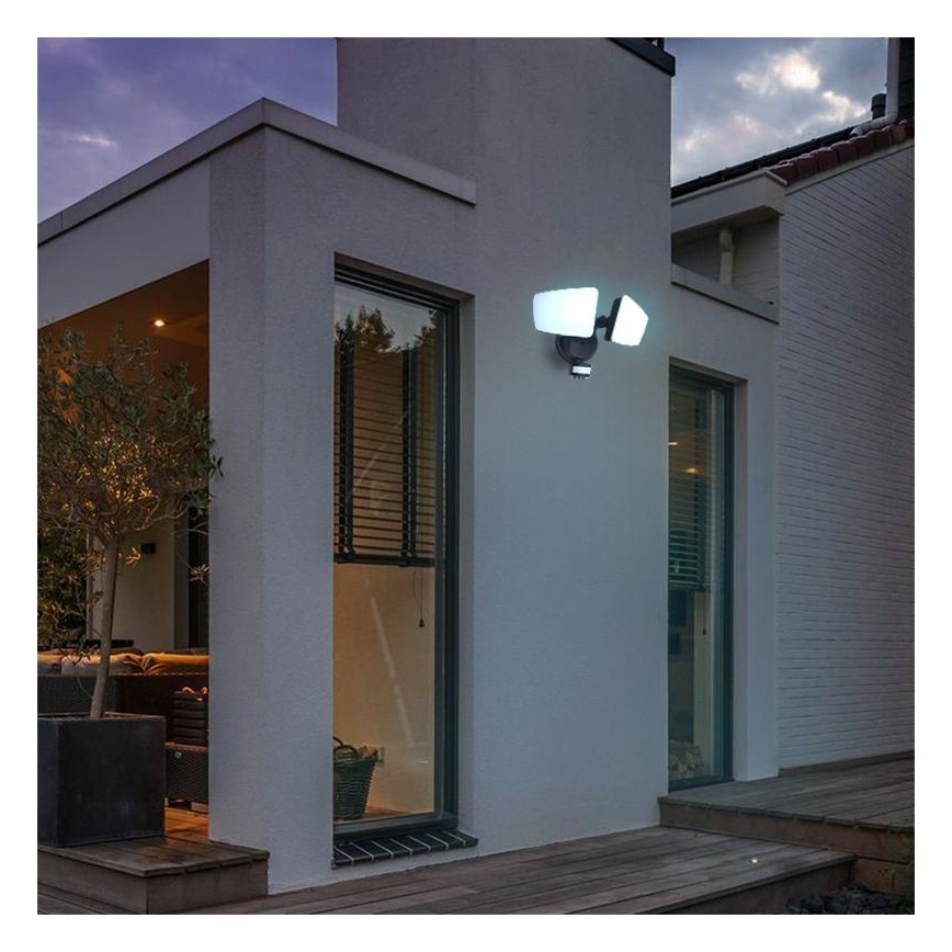 LED Venkovní reflektor se senzorem LED/24W/230V 3000/4000/6000K IP54 černá