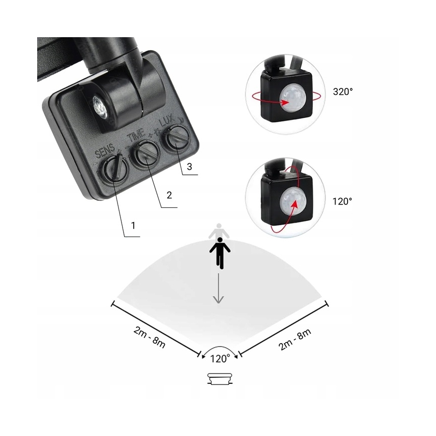 LED Venkovní reflektor se senzorem LED/50W/230V 4000K IP65 černá