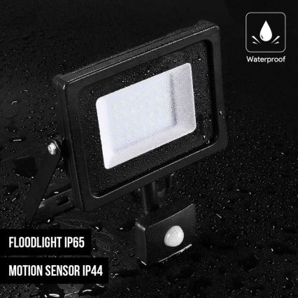 LED Venkovní reflektor se senzorem NOCTIS LUX 2 LED/30W/230V 4000K IP44 černá