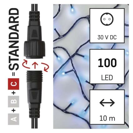 LED Venkovní  řetěz 100xLED/10m IP44 modrá