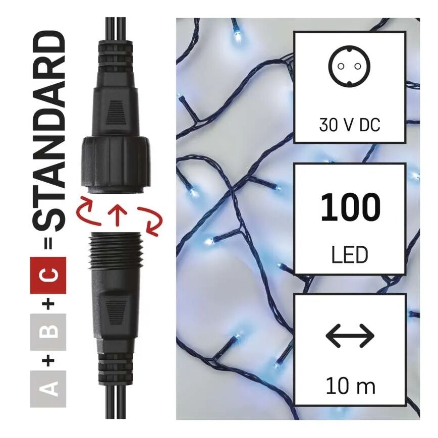 LED Venkovní  řetěz 100xLED/10m IP44 modrá