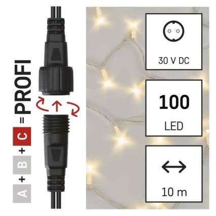 LED Venkovní řetěz 100xLED/10m IP44 teplá bílá