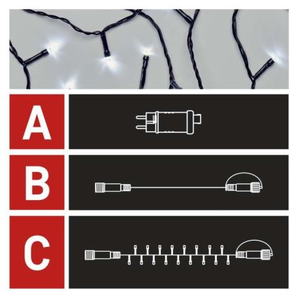 LED  venkovní řetěz 100xLED/15m IP44 studená bílá