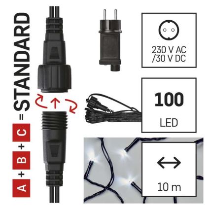 LED  venkovní řetěz 100xLED/15m IP44 studená bílá