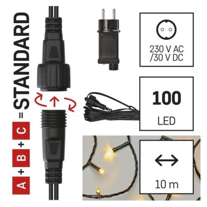 LED  venkovní řetěz 100xLED/15m IP44 teplá bílá