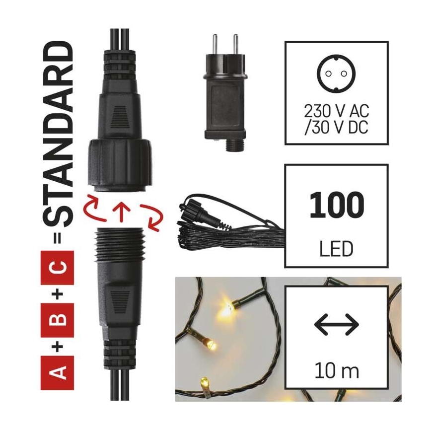 LED  venkovní řetěz 100xLED/15m IP44 teplá bílá