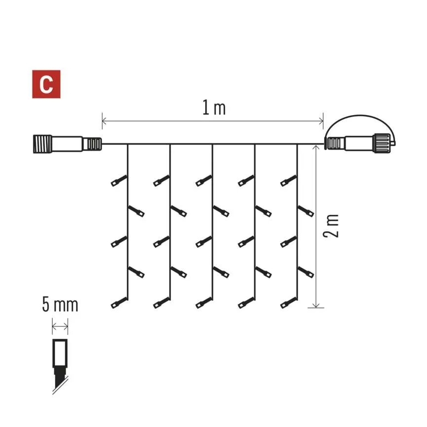 LED Venkovní  řetěz 100xLED/1x2m IP44 teplá bílá