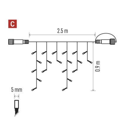 LED Venkovní  řetěz 100xLED/2,5x0,9m IP44 teplá bílá