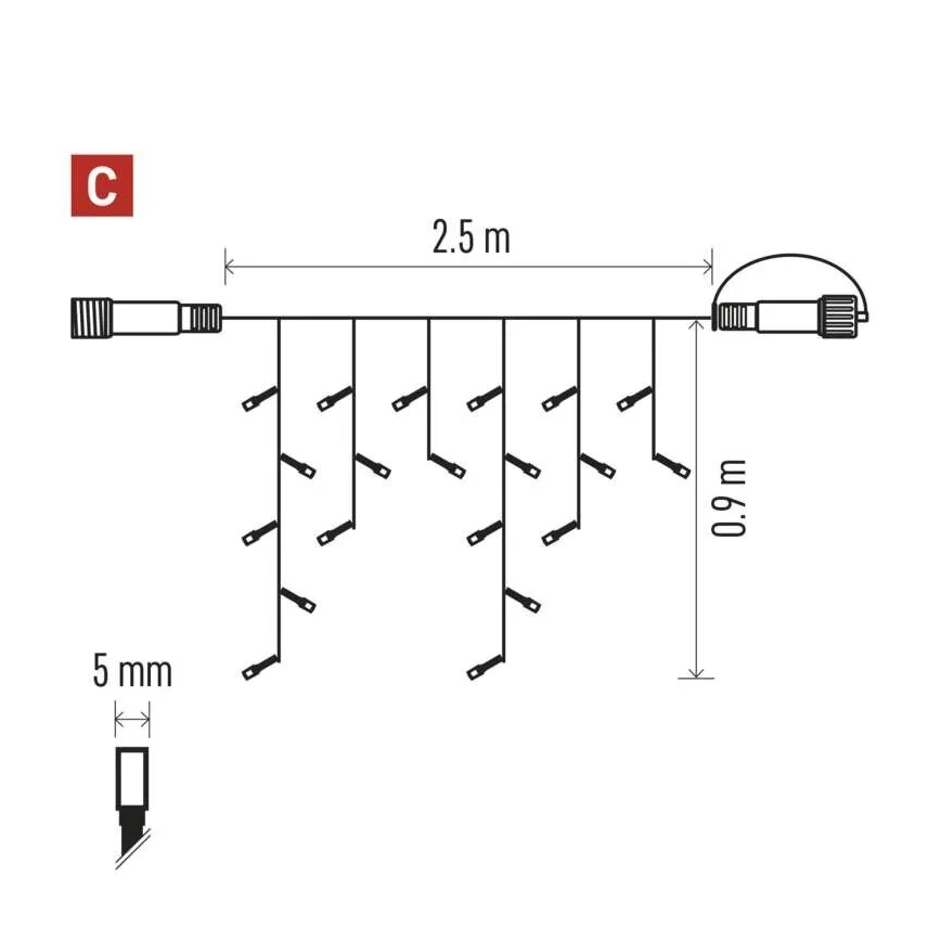 LED Venkovní  řetěz 100xLED/2,5x0,9m IP44 teplá bílá