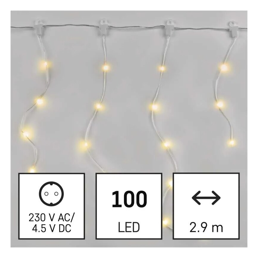 LED Venkovní  řetěz 100xLED/8 funkcí 7,9x0,7m IP44 teplá bílá