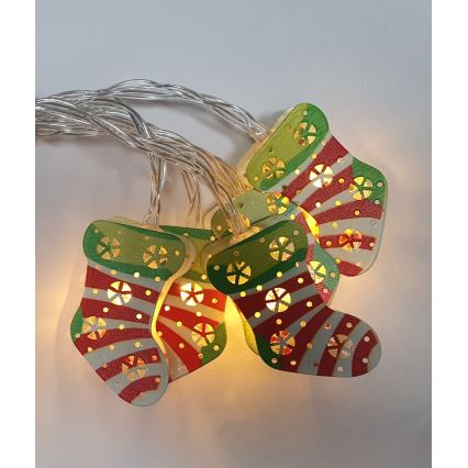 LED  venkovní řetěz 10xLED/2xAA 1,65 m IP44 teplá bílá punčochy