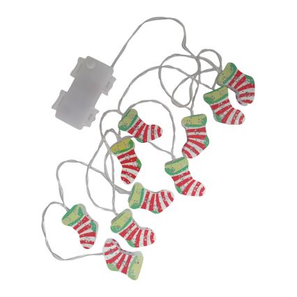 LED  venkovní řetěz 10xLED/2xAA 1,65 m IP44 teplá bílá punčochy