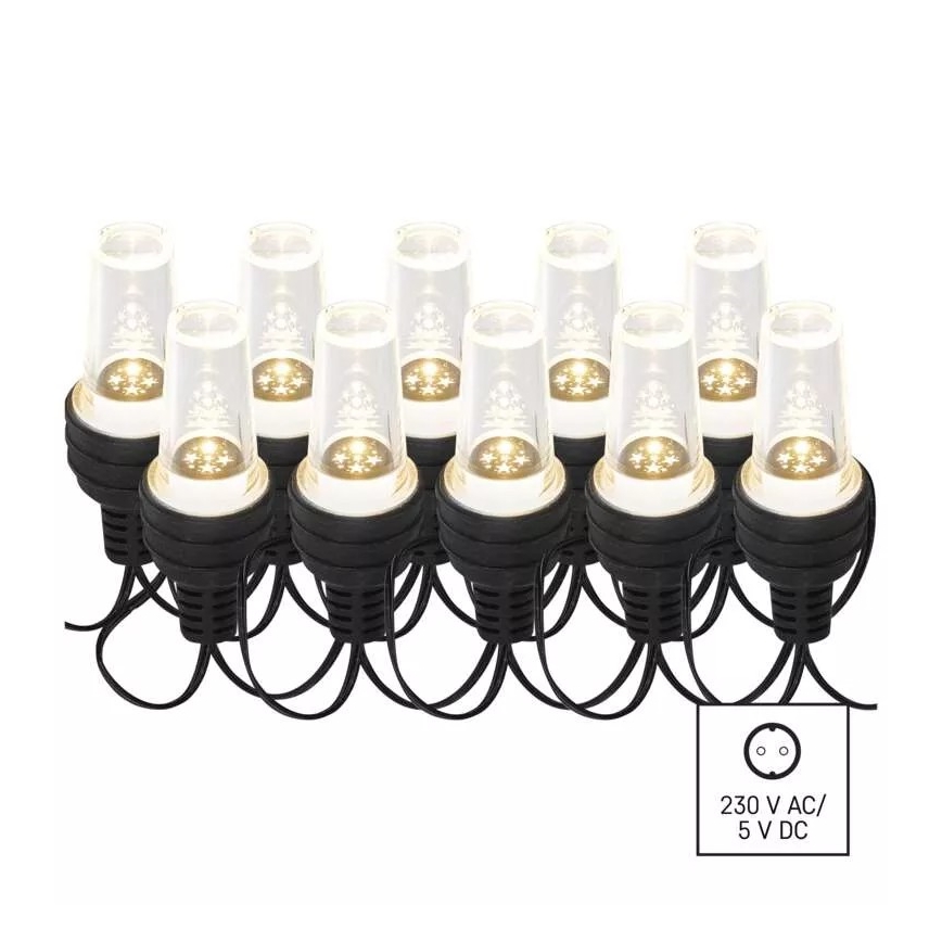 LED  venkovní řetěz 10xLED/9,5 m IP44 studená bílá