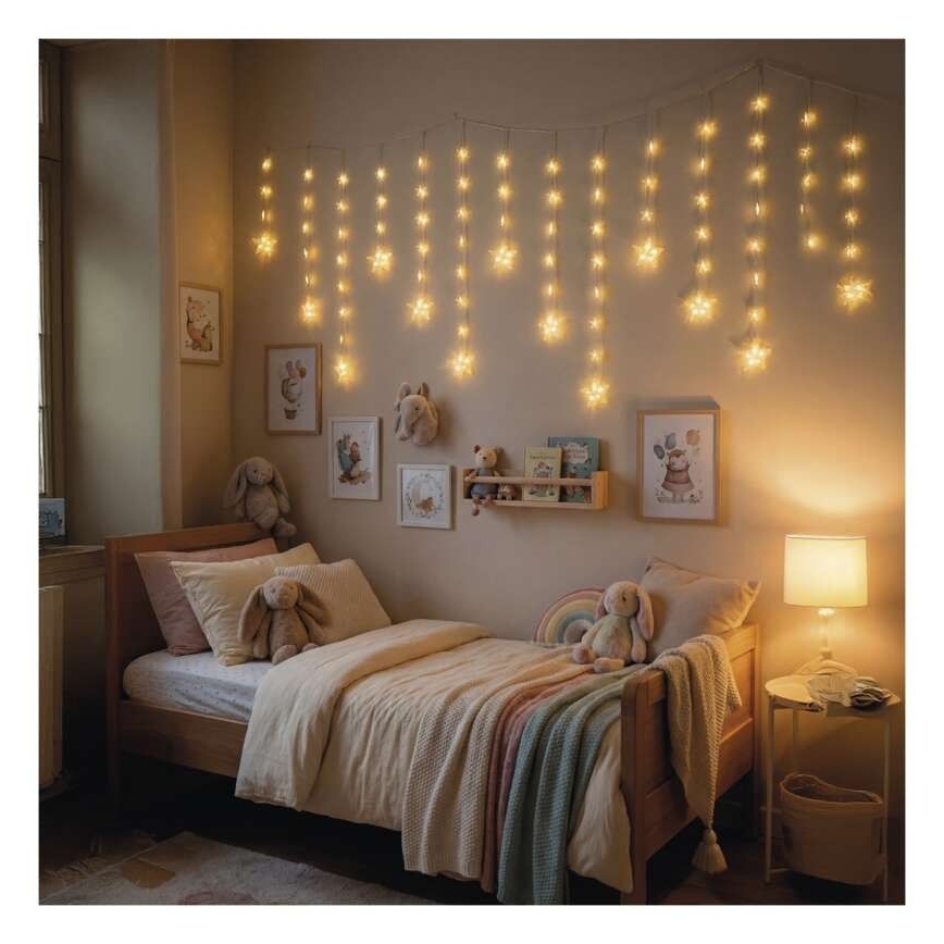 LED Venkovní řetěz 120xLED 3xAA 1,7 m IP44 teplá bílá