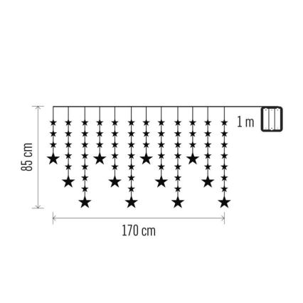 LED Venkovní řetěz 120xLED 3xAA 1,7 m IP44 teplá bílá