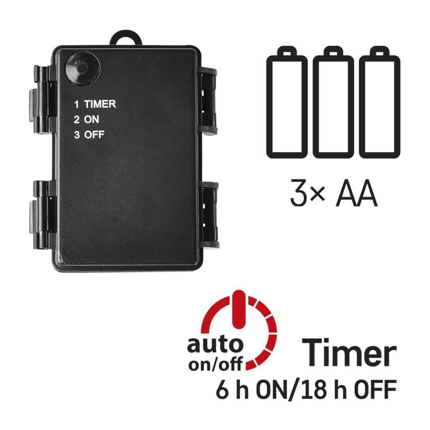 LED  venkovní řetěz 120xLED/3xAA 8,9m IP44 teplá bílá