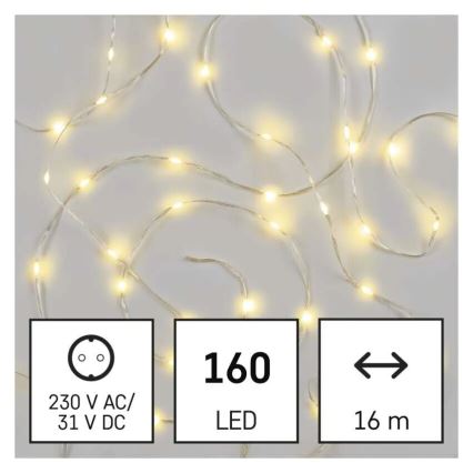 LED Venkovní  řetěz 160xLED/21m IP44 teplá bílá