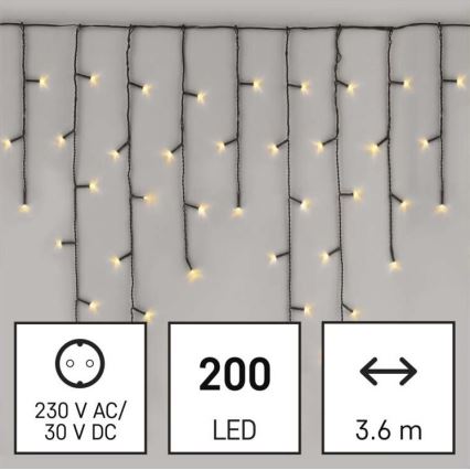 LED  venkovní řetěz 200xLED/8 módů 8,6m IP44 teplá bílá