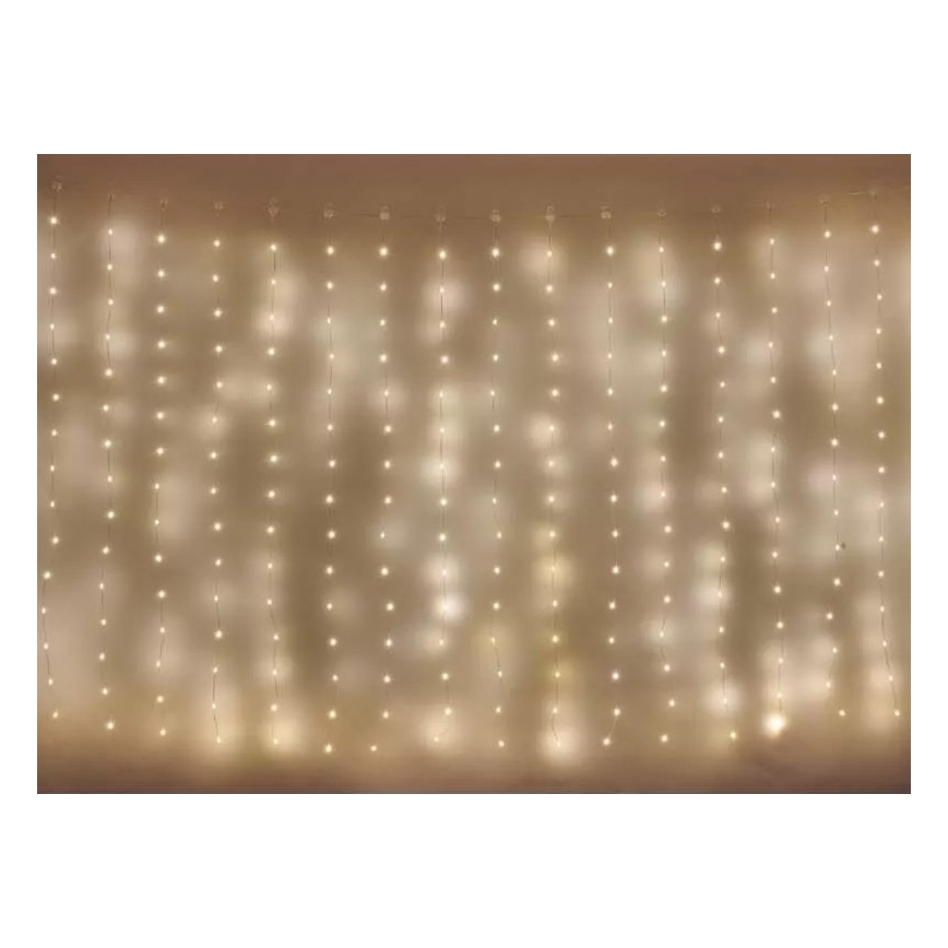 LED Venkovní  řetěz 300xLED/8 funkcí 5,9 m IP44 teplá bílá