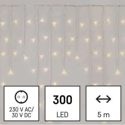 LED  venkovní řetěz 300xLED/8 módů 10m IP44 teplá bílá + dálkové ovládání