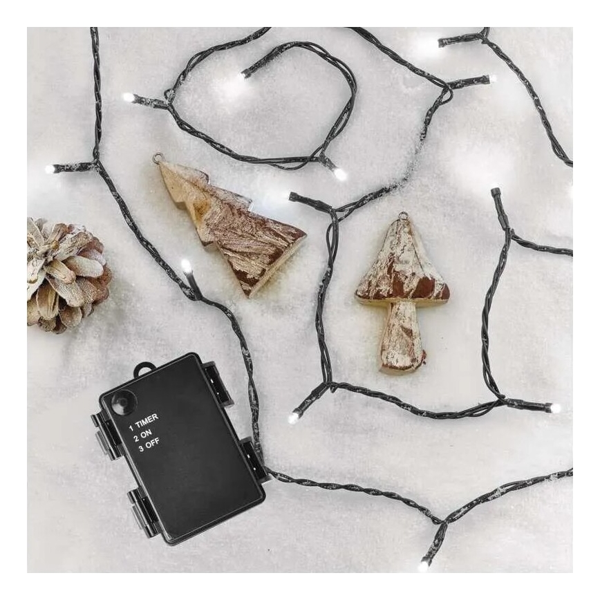 LED Venkovní  řetěz 40xLED/3xAA 3,3m IP44 studená bílá