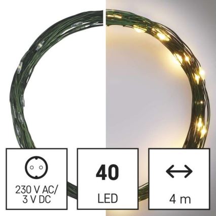 LED  venkovní řetěz 40xLED/9m IP44 teplá bílá