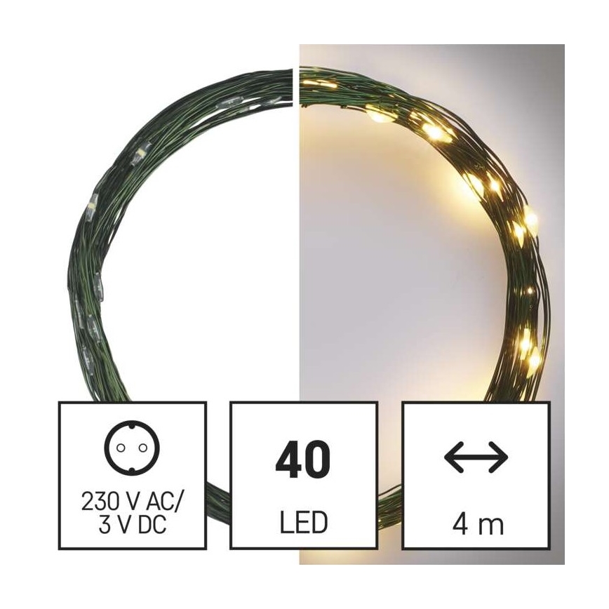 LED  venkovní řetěz 40xLED/9m IP44 teplá bílá