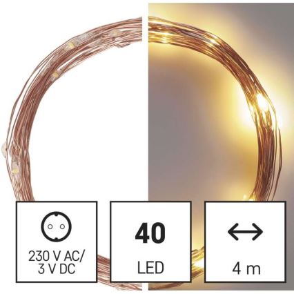 LED  venkovní řetěz 40xLED/9m IP44 teplá bílá