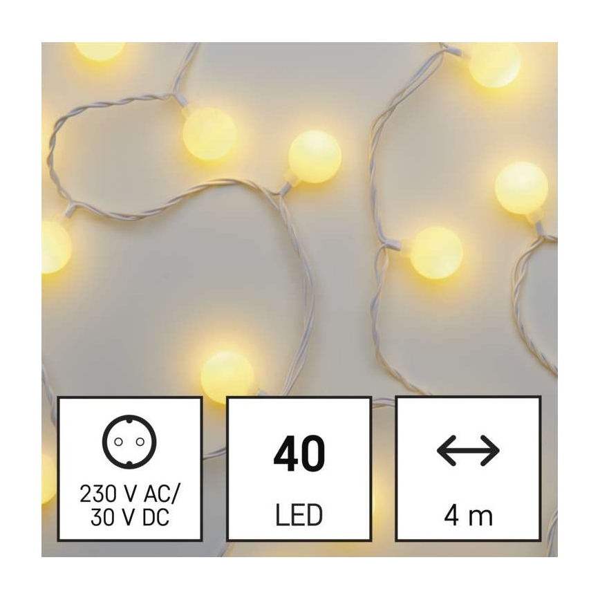 LED  venkovní řetěz 40xLED/9m IP44 teplá bílá