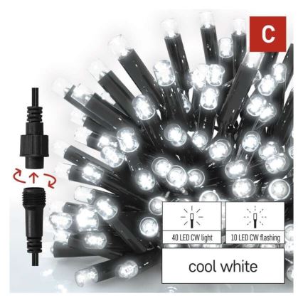 LED Venkovní řetěz 50xLED/3x0,4m IP44 studená bílá