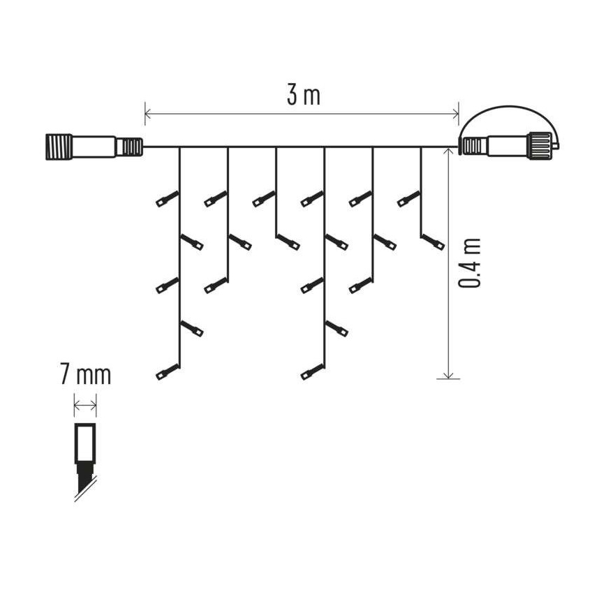 LED Venkovní řetěz 50xLED/3x0,4m IP44 studená bílá