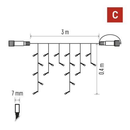 LED Venkovní řetěz 50xLED/3x0,4m IP44 studená bílá