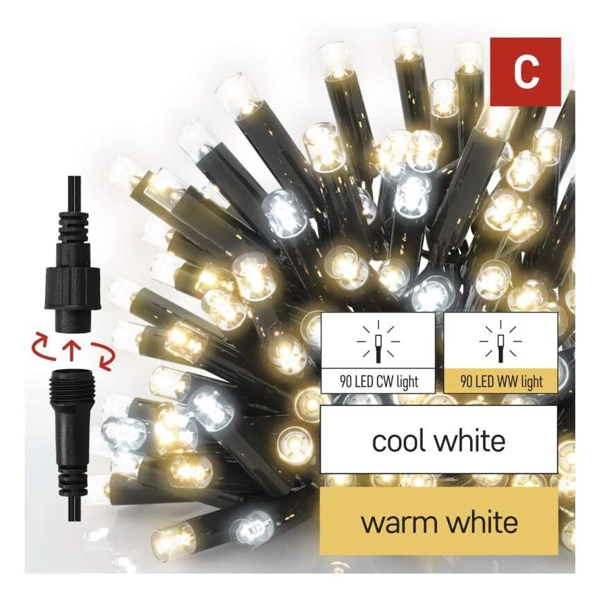 LED Venkovní řetěz 50xLED/3x0,4m IP44 studená/teplá bílá