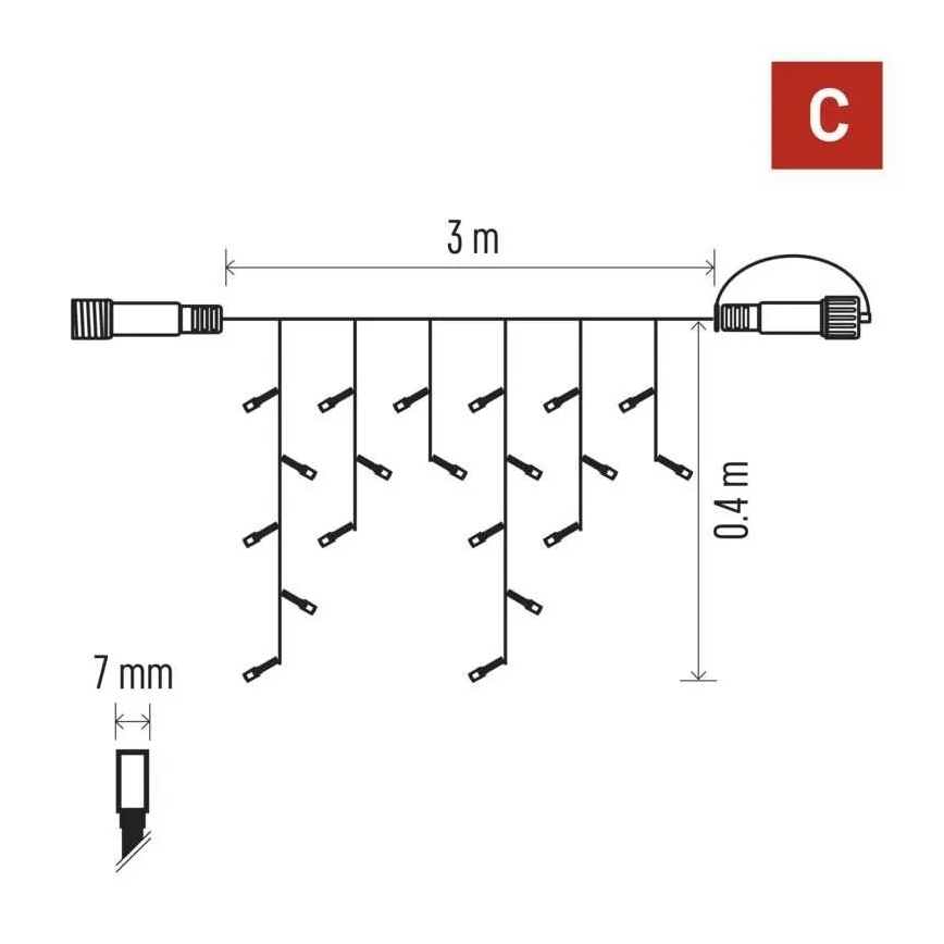 LED Venkovní řetěz 50xLED/3x0,4m IP44 studená/teplá bílá