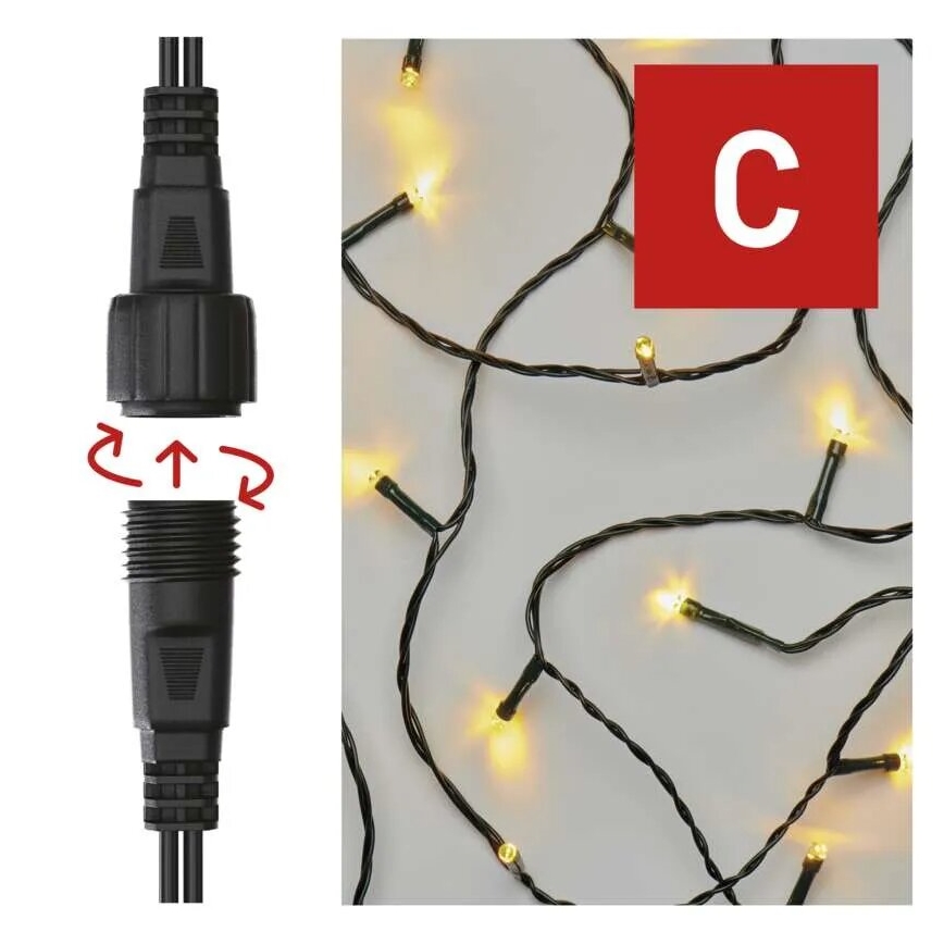 LED Venkovní  řetěz 50xLED/5m IP44 teplá bílá