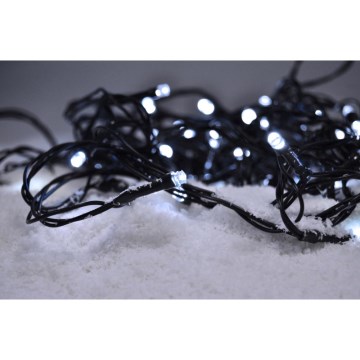 LED Venkovní  řetěz 50xLED/8 funkcí/3xAA 8m IP44 studená bílá