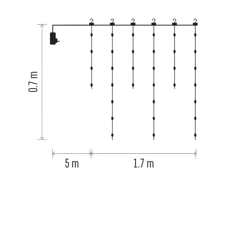 LED Venkovní  řetěz 54xLED/8 funkcí 6,7x0,7m IP44 teplá bílá