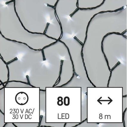 LED  venkovní řetěz 80xLED/13m IP44 studená bílá