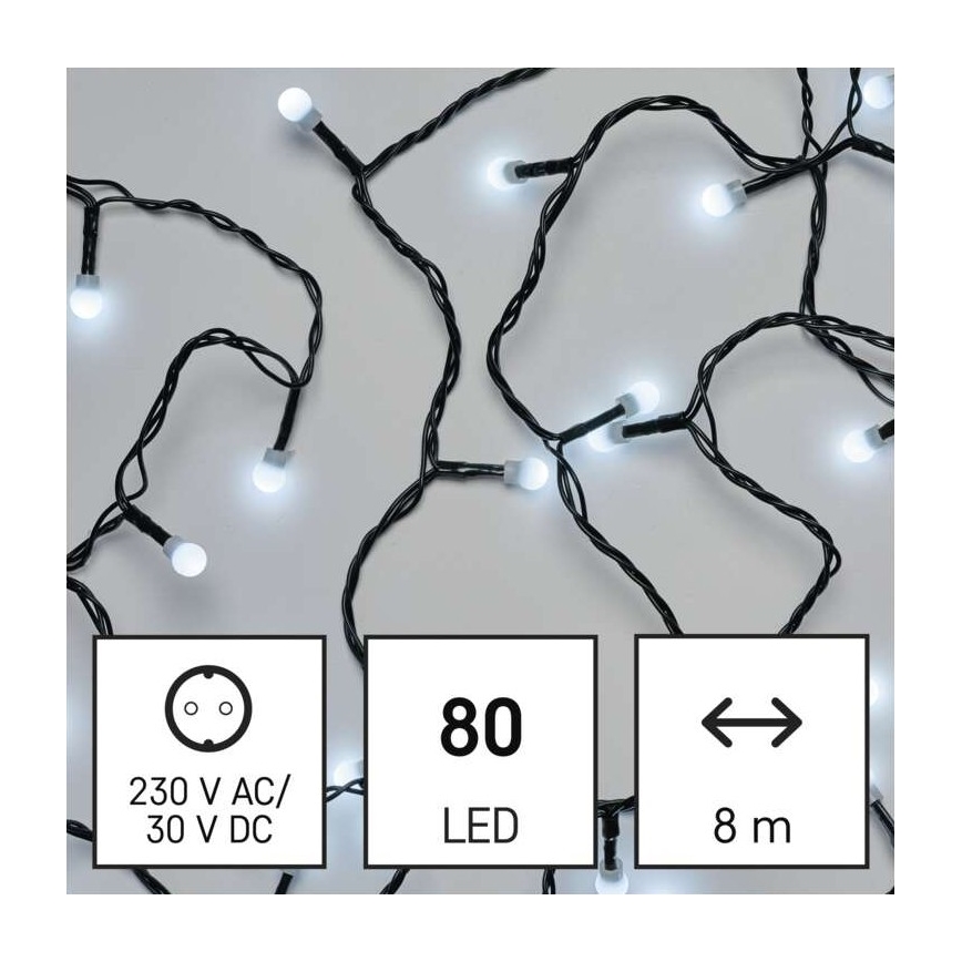 LED  venkovní řetěz 80xLED/13m IP44 studená bílá
