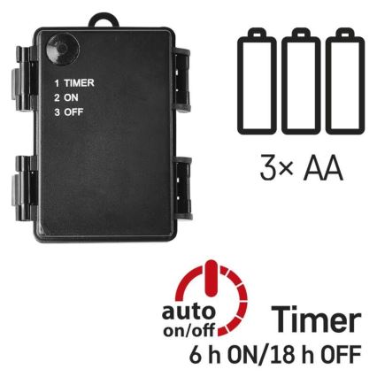 LED  venkovní řetěz 80xLED/3xAA 6,1m IP44 teplá bílá