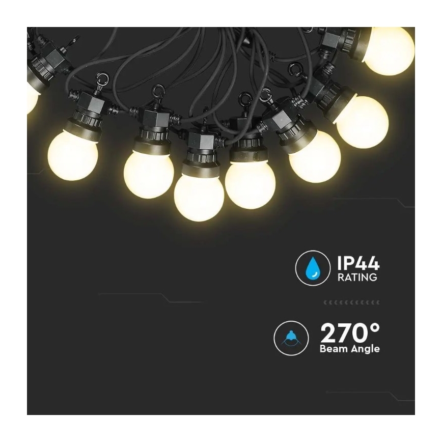 LED Venkovní řetěz STRING 10m 20xLED/0,5W/24/230V 3000K IP44
