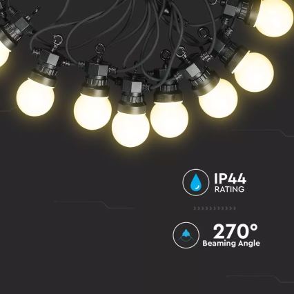 LED Venkovní řetěz STRING 5m 10xLED/0,5W/230V IP44 6000K