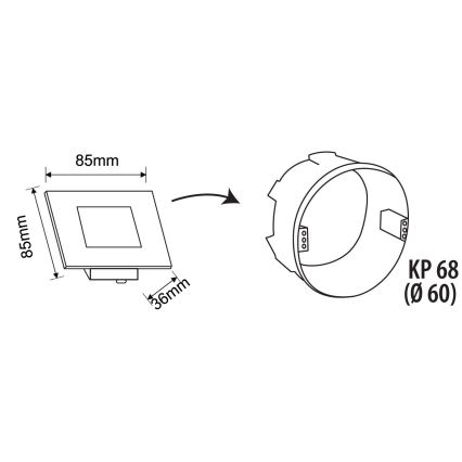 LED Venkovní schodišťové svítidlo DECENTLY LED/2,5W/230V 4000K IP44 chrom