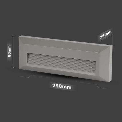 LED Venkovní schodišťové svítidlo LED/3W/230V 4000K IP65 šedá