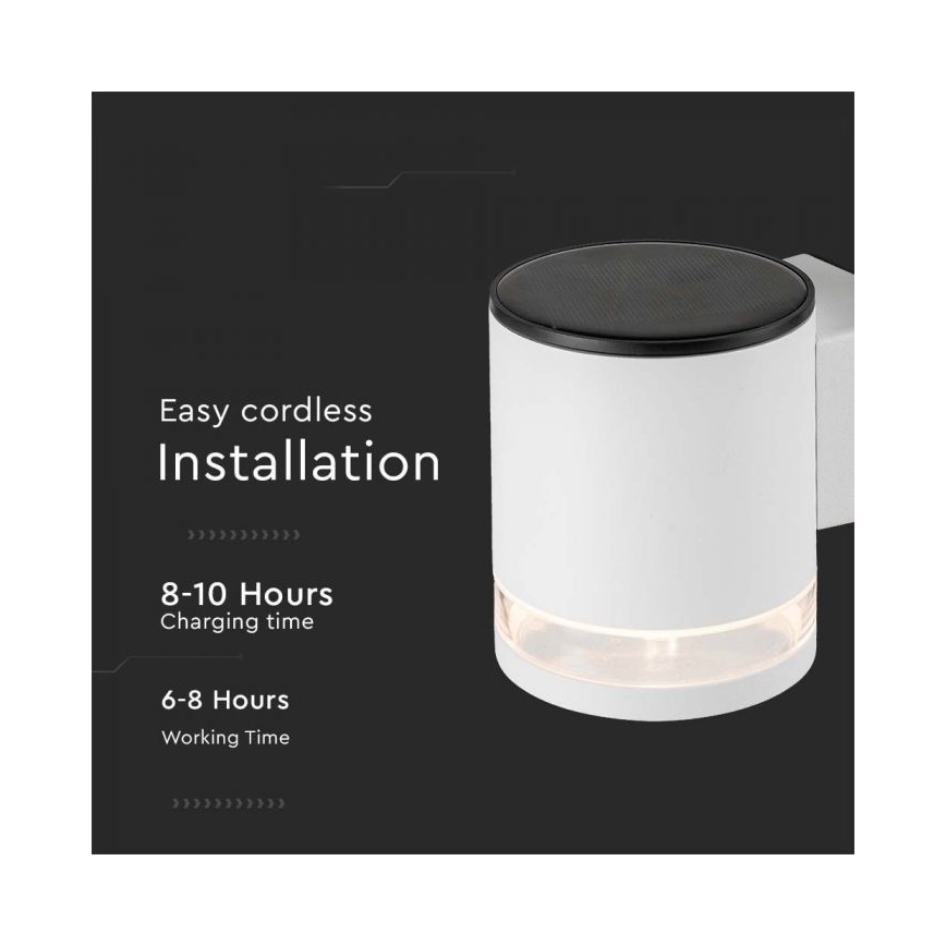 LED Venkovní solární nástěnné svítidlo LED/1W/3,7V 3000K IP54 bílá