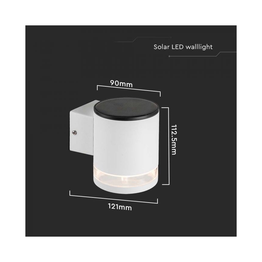LED Venkovní solární nástěnné svítidlo LED/1W/3,7V 3000K IP54 bílá