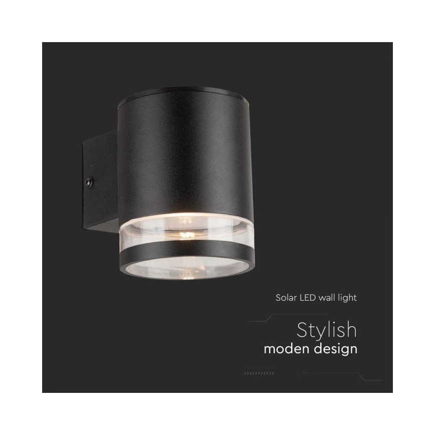 LED Venkovní solární nástěnné svítidlo LED/1W/3,7V 3000K IP54 černá